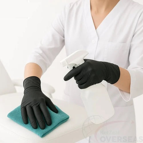 Cleaner wearing ValiantShield nitrile gloves
