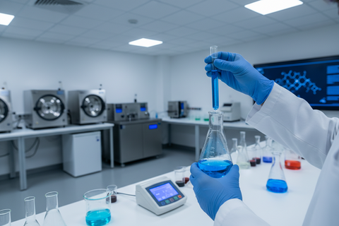 Laboratory technician wearing ValiantShield nitrile gloves