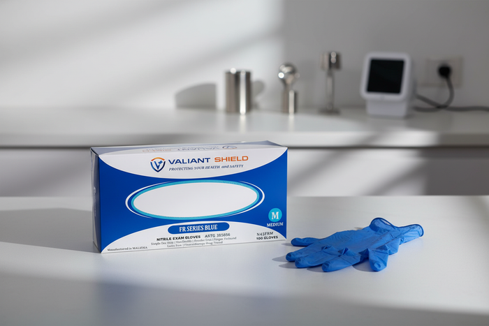 Valiant Shield N45 Blue Nitrile Gloves