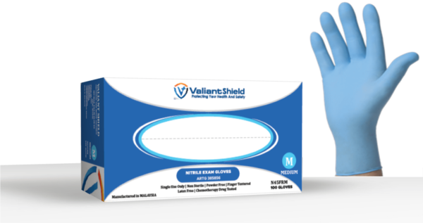 Valiant Shield FR Series Blue 4.5gr Nitrile Exam Glove